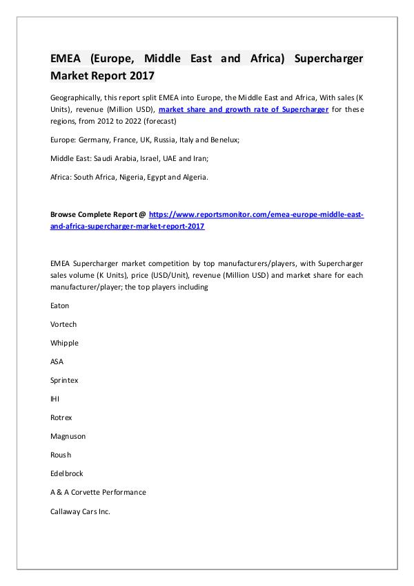 Reports Monitor Europe Supercharger Market Research Report Sample