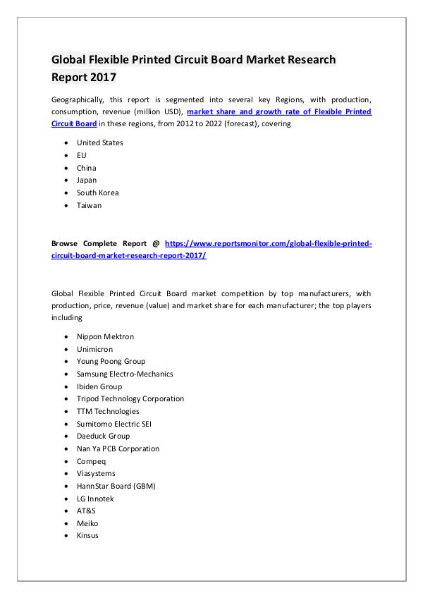 Reports Monitor Flexible Printed Circuit Board Market Report