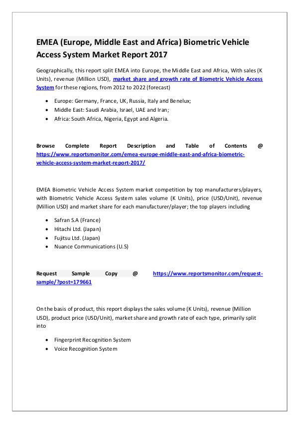 Reports Monitor Biometric Vehicle Access System Market Report