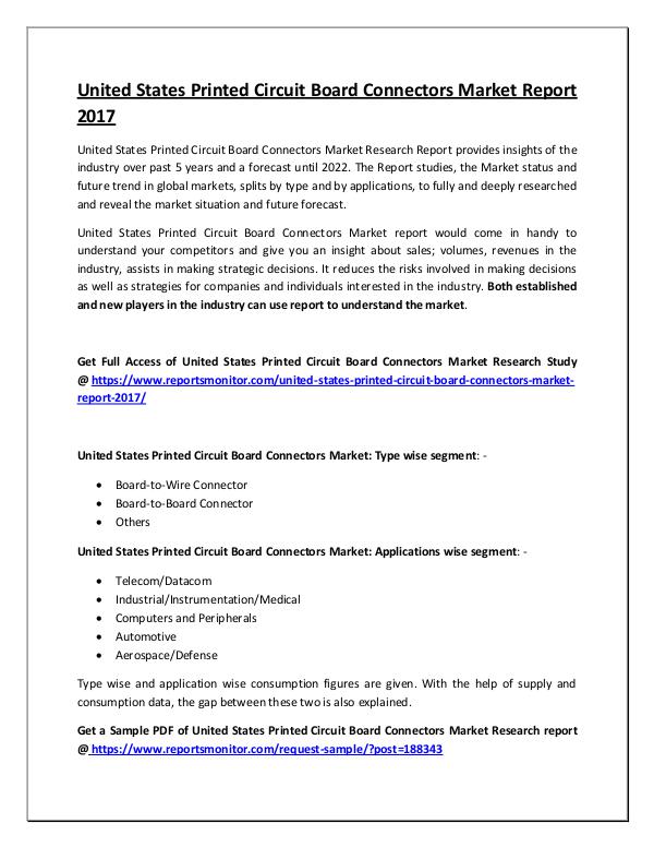 Reports Monitor Printed Circuit Board Connectors Market Report