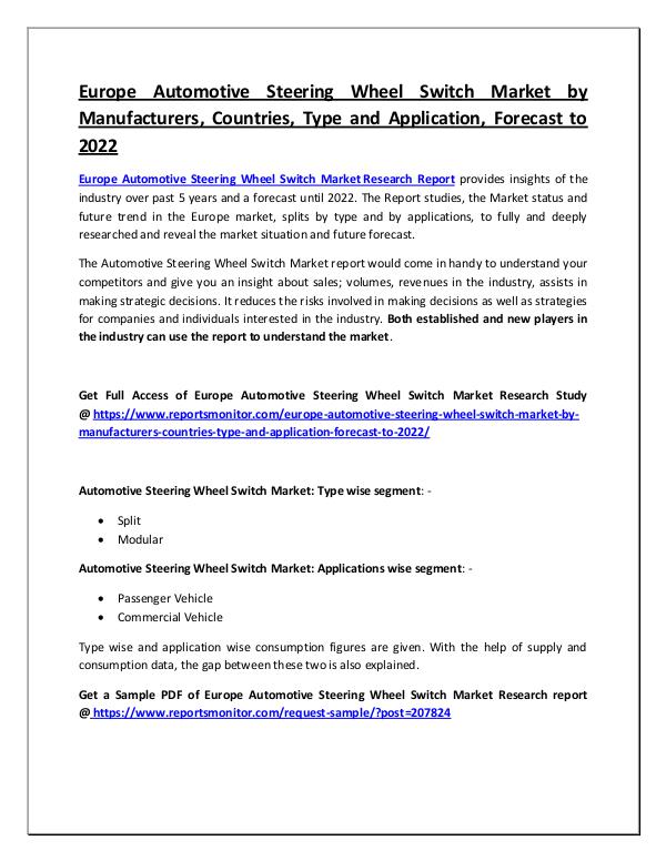 Automotive Steering Wheel Switch Market Report
