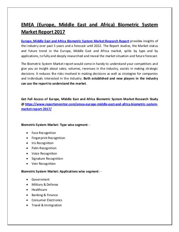 Reports Monitor Biometric System Market Research Report