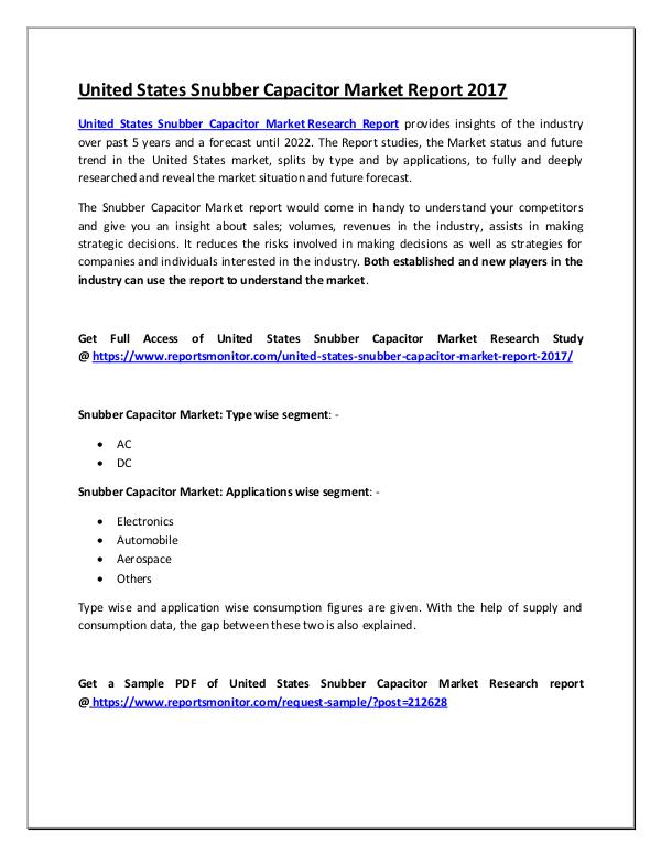 United States Snubber Capacitor Market Report