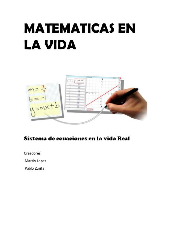 Matemáticas en Vida Sistemas de Ecuaciones