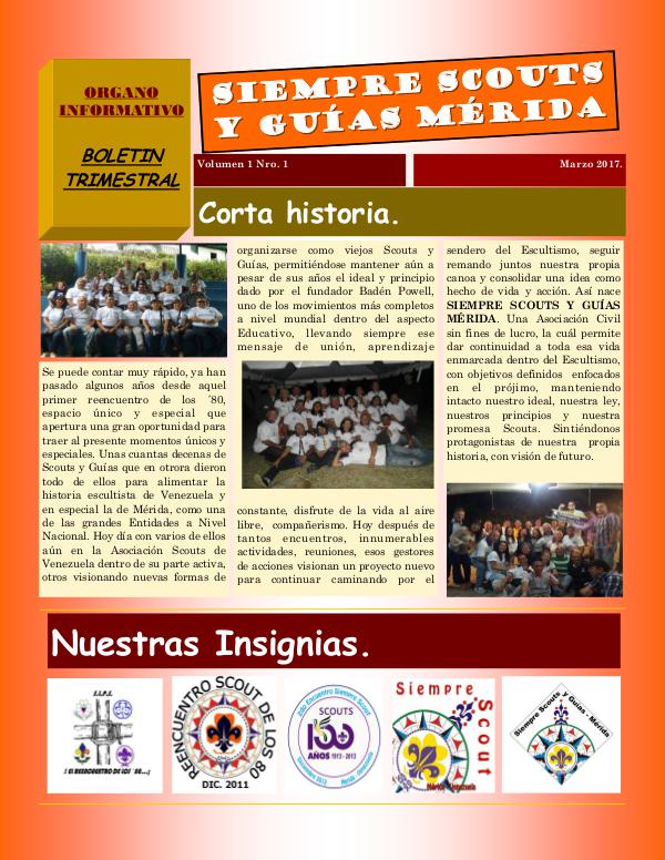 SIEMPRE SCOUTS Y GUÌAS MÈRIDA Boletin 01 Año 1. primer tristre