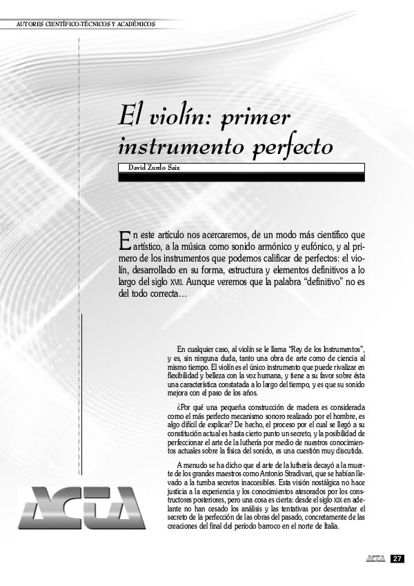 Violín, el instrumento perfecto. Violín, el instrumento perfecto