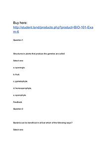 BIO 101 Exam 6