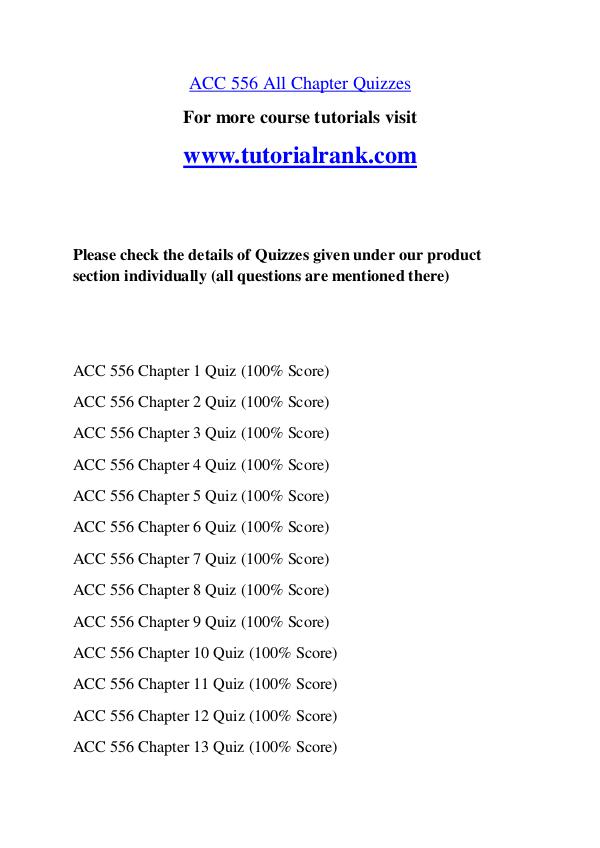 ACC 556 Experience Tradition/ tutorialrank.com ACC 556 Experience Tradition/ tutorialrank.com