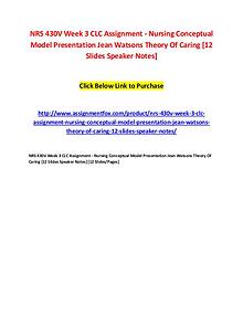 NRS 430V Week 3 CLC Assignment - Nursing Conceptual Model Presentatio