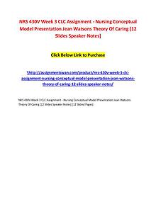 NRS 430V Week 3 CLC Assignment - Nursing Conceptual Model Presentatio