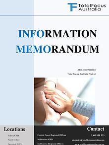 Total Focus Australia Information Memorandum