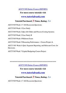 ACCT 505 Experience Tradition / tutorialrank.com