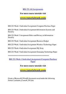 BIS 221 Experience Tradition / tutorialrank.com