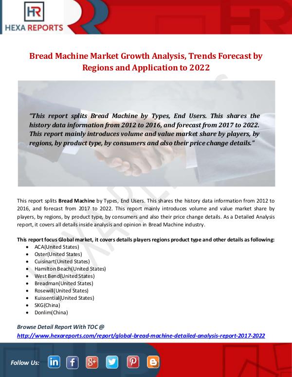 Hexa Reports Industry Bread Machine Market