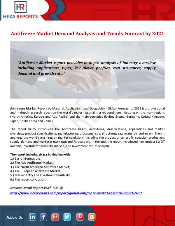 Hexa Reports Industry Antifreeze Market