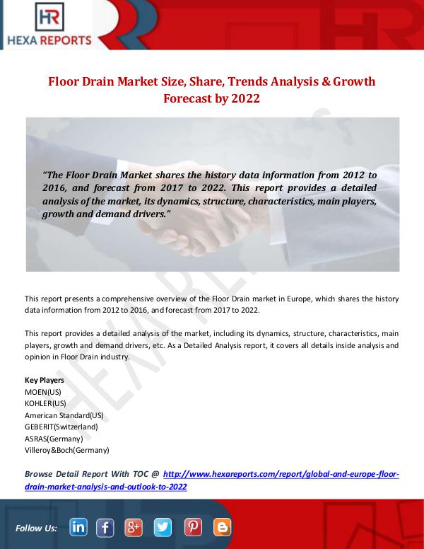 Hexa Reports Industry Floor Drain Market