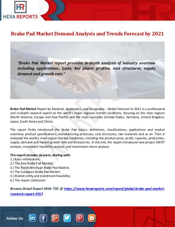 Hexa Reports Industry Brake Pad Market