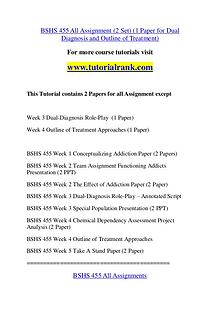 BSHS 455 Experience Tradition / tutorialrank.com