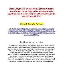 Grand Canyon hacs | Grand Nursing Theorist Report: Jean Watsons Carin