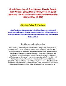 Grand Canyon hacs | Grand Nursing Theorist Report: Jean Watsons Carin