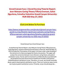 Grand Canyon hacs | Grand Nursing Theorist Report: Jean Watsons Carin