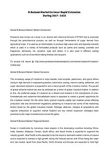 N Butanol Market to Incur Rapid Extension During 2017 - 2025