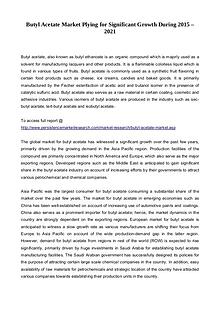 Butyl Acetate Market Plying for Significant Growth During 2015 – 2021