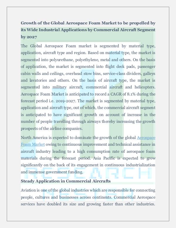 Defence, Marine & Aerospace Aerospace Foam Market Insights