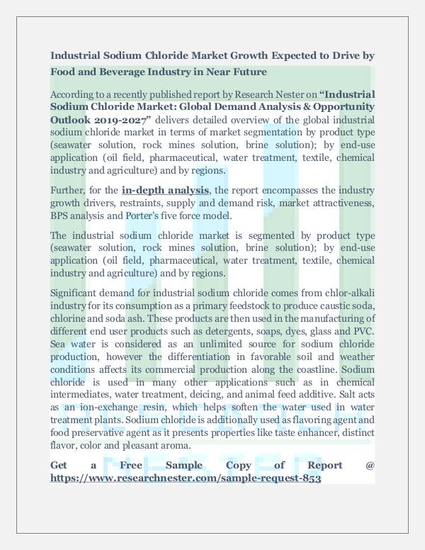 Chemicals and Materials Industrial Sodium Chloride Market Forecast & Trend