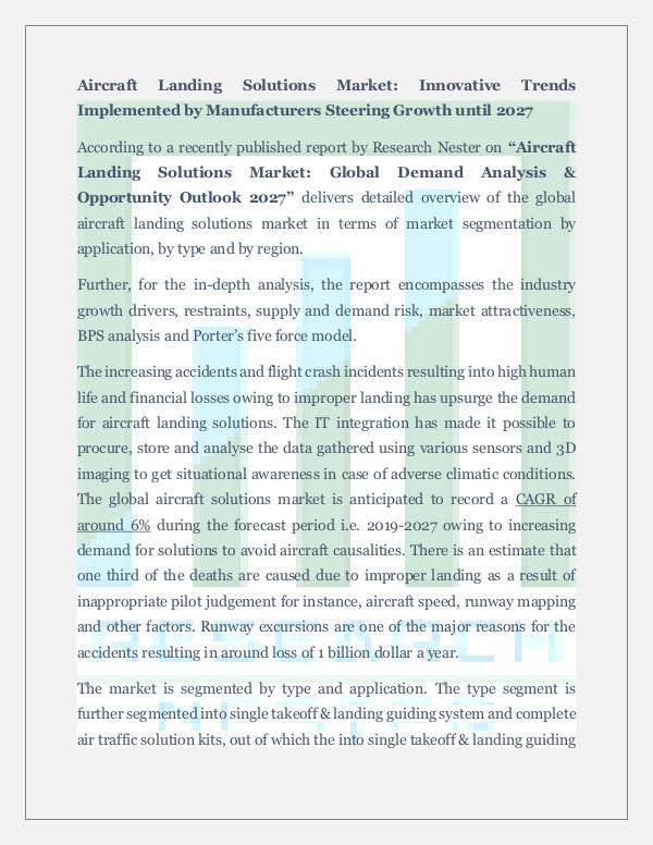 Aircraft Landing Solutions Market Demand Analysis