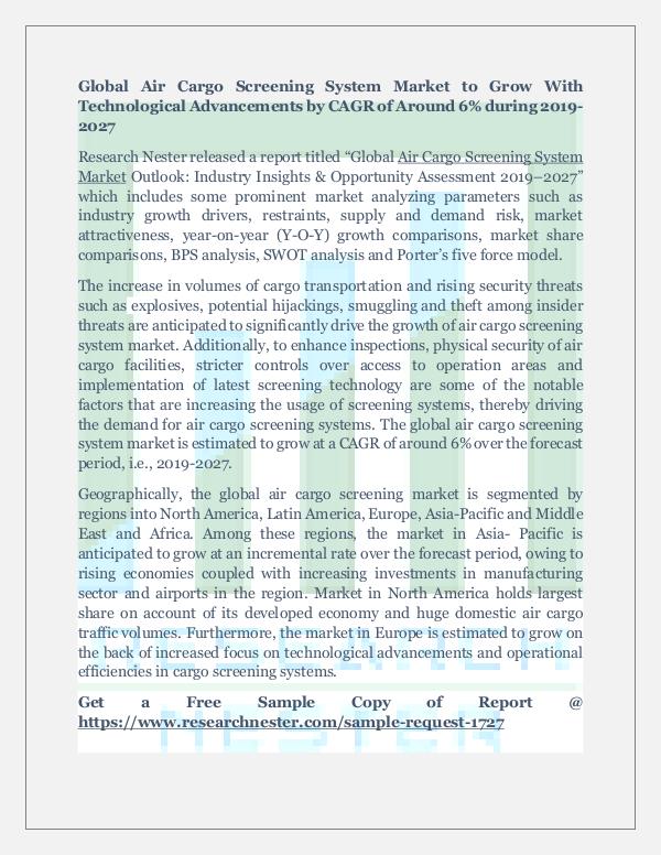 Global Air Cargo Screening System Market Demand