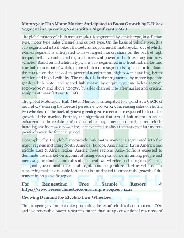 Automotive Motorcycle Hub Motor Market Demand Analysis
