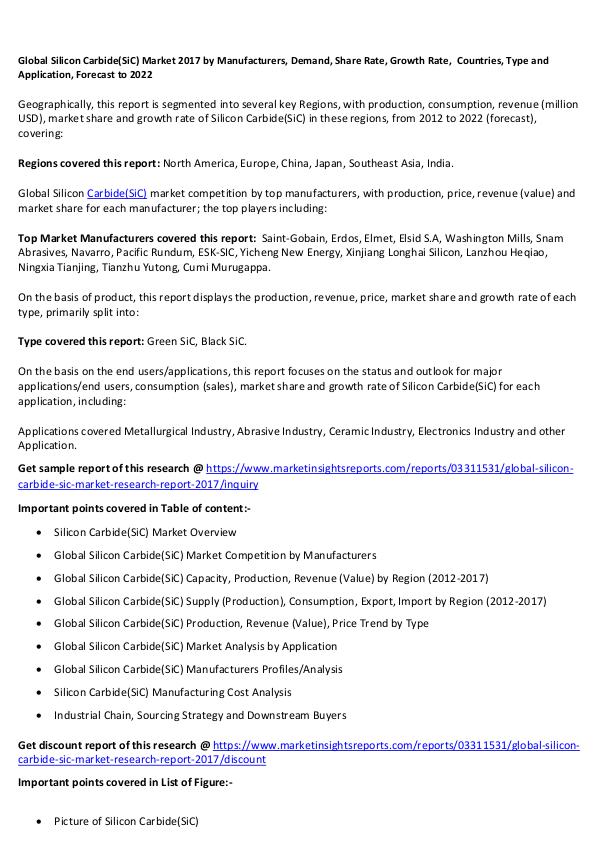 Global Silicon Carbide(SiC) Market 2017 Global Silicon Carbide(SiC) Market 2017