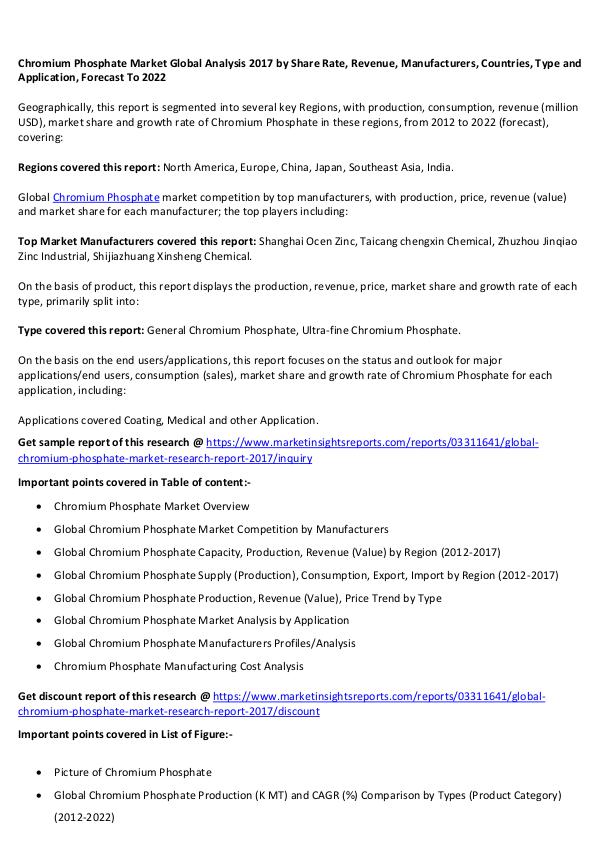 Global Chromium Phosphate Market 2017 Global Chromium Phosphate Market 2017