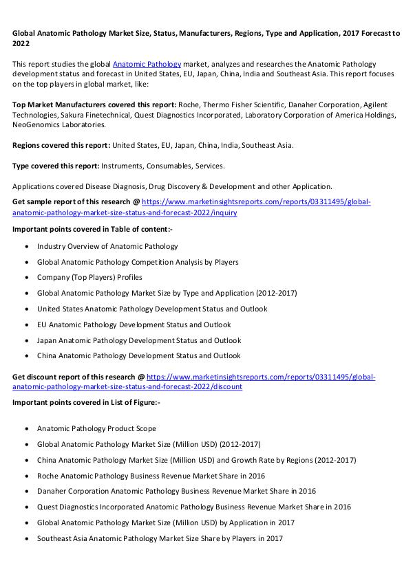 Global Anatomic Pathology Market 2017 Global Anatomic Pathology Market 2017