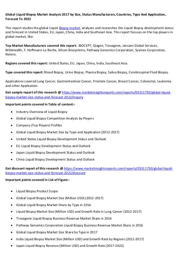 Global Liquid Biopsy Market 2017 Global Liquid Biopsy Market 2017