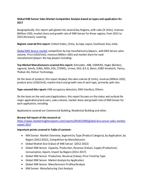 Global KNX Sensor Sales Market types and application for 2017