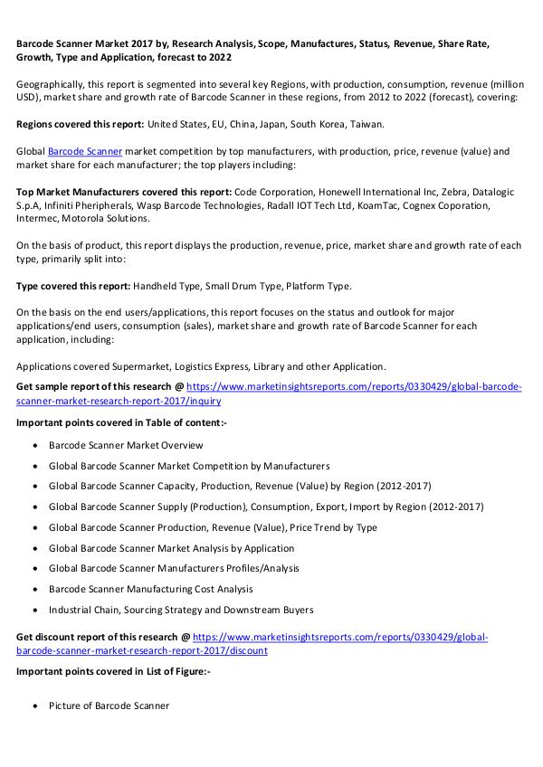 Barcode Scanner Market 2017 Barcode Scanner Market 2017 forecast to 2022
