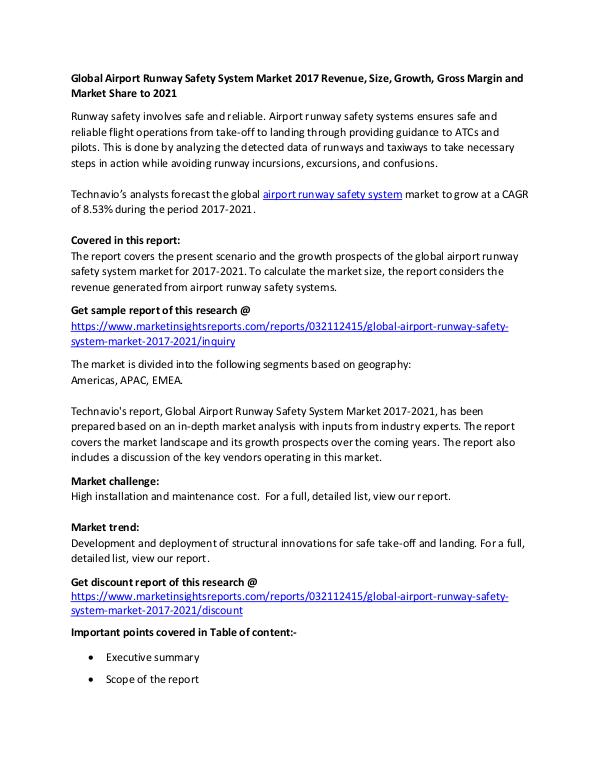 Global Airport Runway Safety System Market 2017 Global Airport Runway Safety System Market 2017