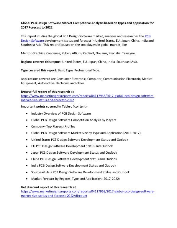 Global PCB Design Software Market types and application for 2017 Forecast to 2022