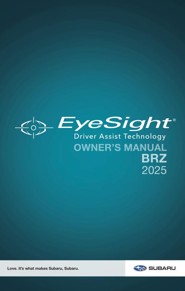 2025 BRZ EyeSight Driving Assist Manual