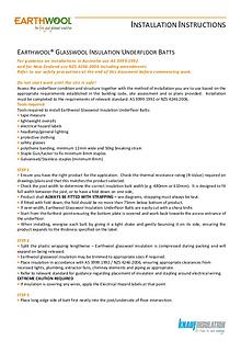 EARTHWOOL® GLASSWOOL INSULATION UNDERFLOOR BATTS