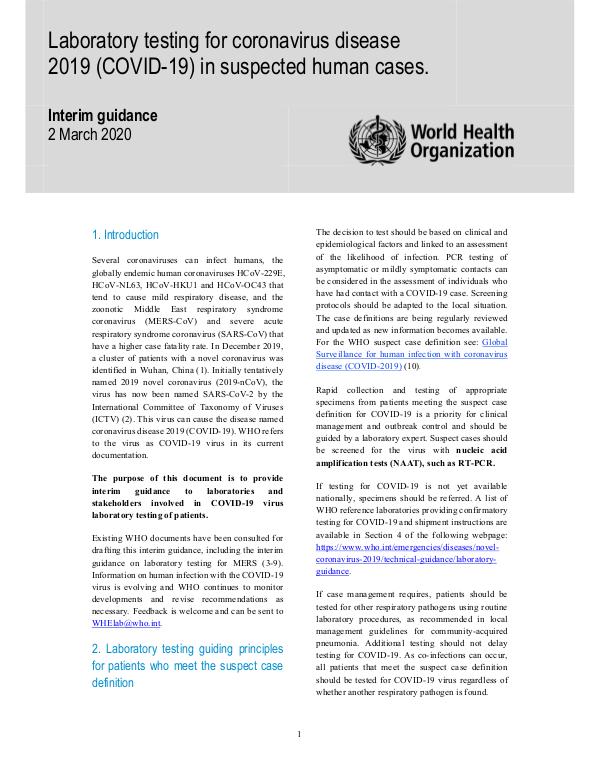 Laboratory testing for COVID-19