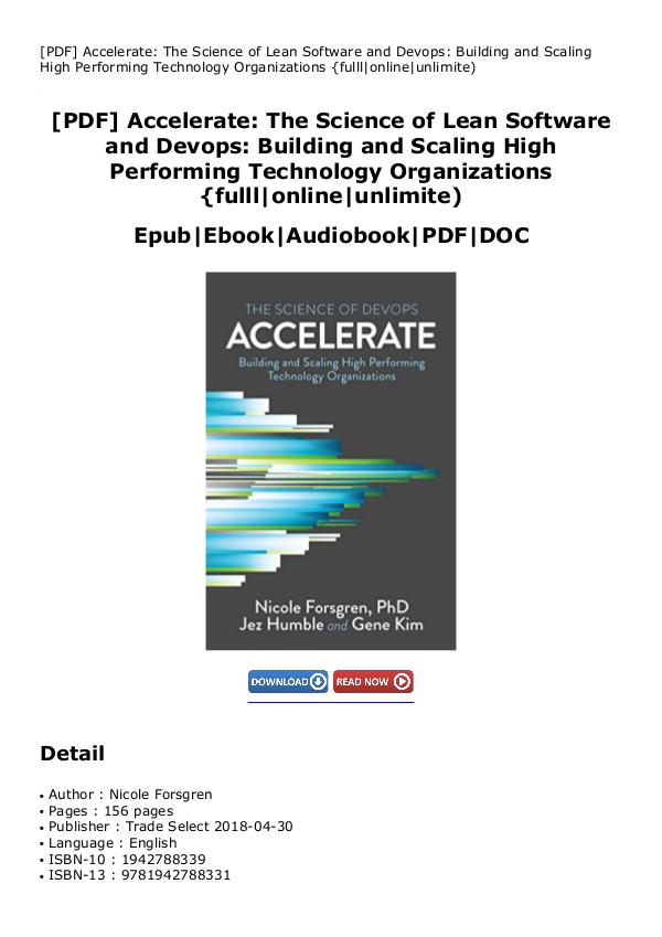 Download E-book [PDF] Accelerate: The Science of Lean Software and