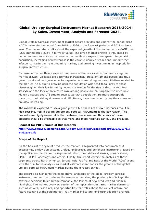 Urology Surgical Instrument Market: Industry Analysis and Forecast Global Urology Surgical Instrument Market Research