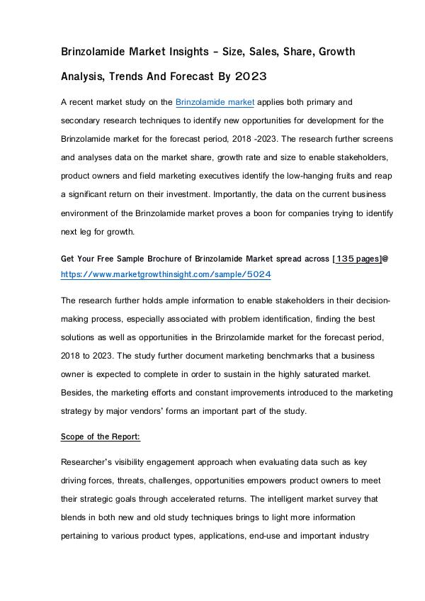 My first Magazine Brinzolamide Market Insight