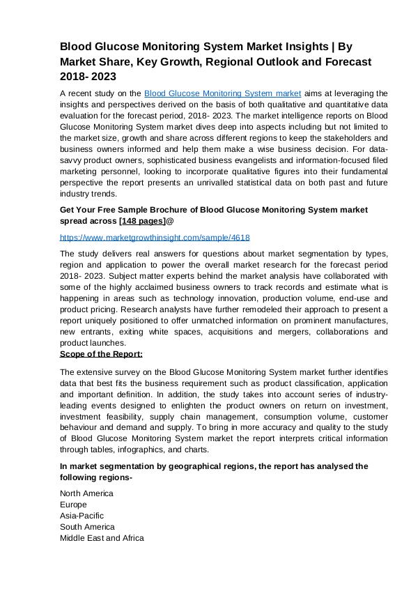 Blood Glucose Monitoring System market Insights, Growth & Forecast Blood Glucose Monitoring System Market Insights