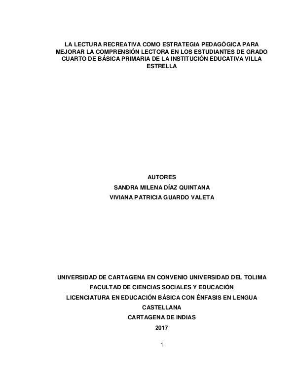 Mi primera revista LA LECTURA RECREATIVA COMO ESTRATEGIA PEDAGÓGICA P