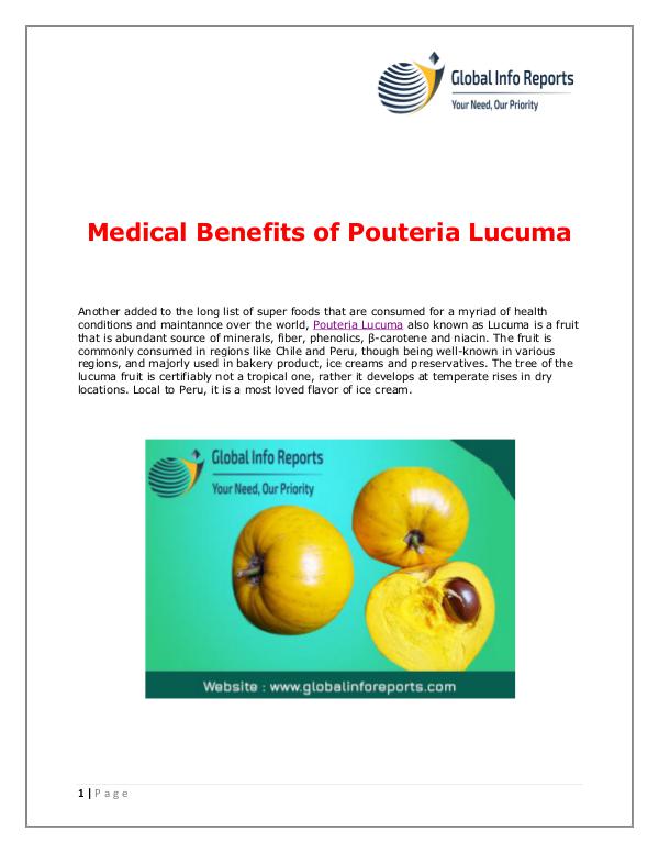 Medical Benefits of Pouteria Lucuma