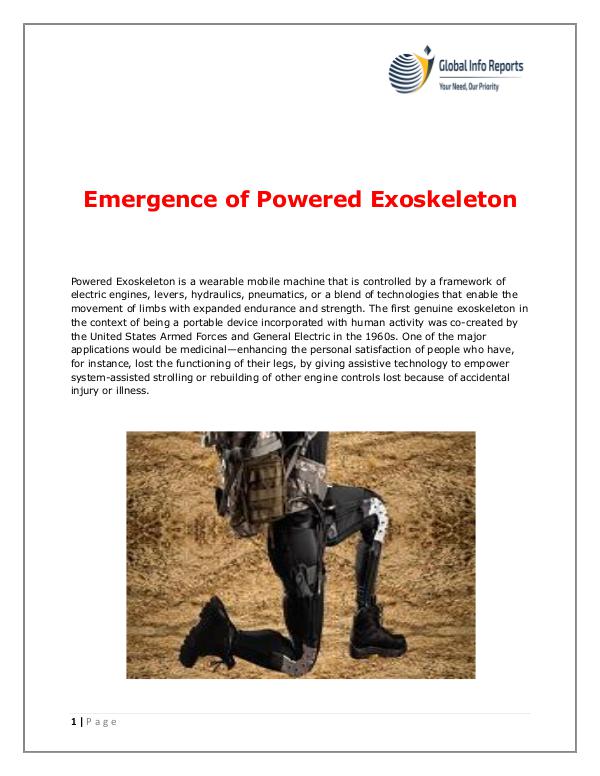 Global Info Reports Emergence of Powered Exoskeleton